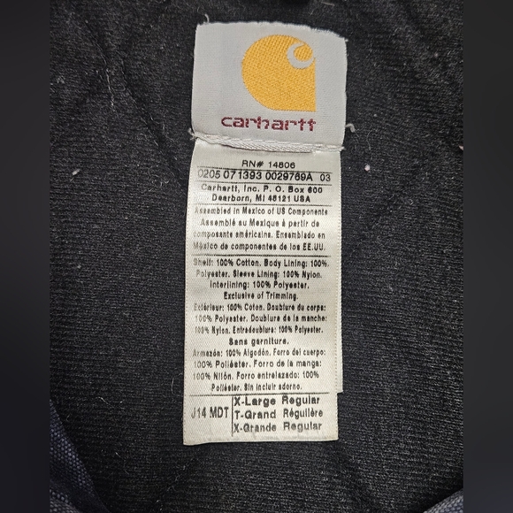Vintage 90s Carhartt J14 MDT Faded Blue Santa Fe Canvas Quilt Lined Jacket XL - Picture 4 of 13
